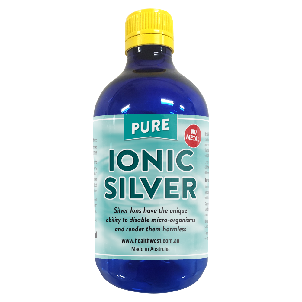 Bottle of Ionic Silver with yellow cap
