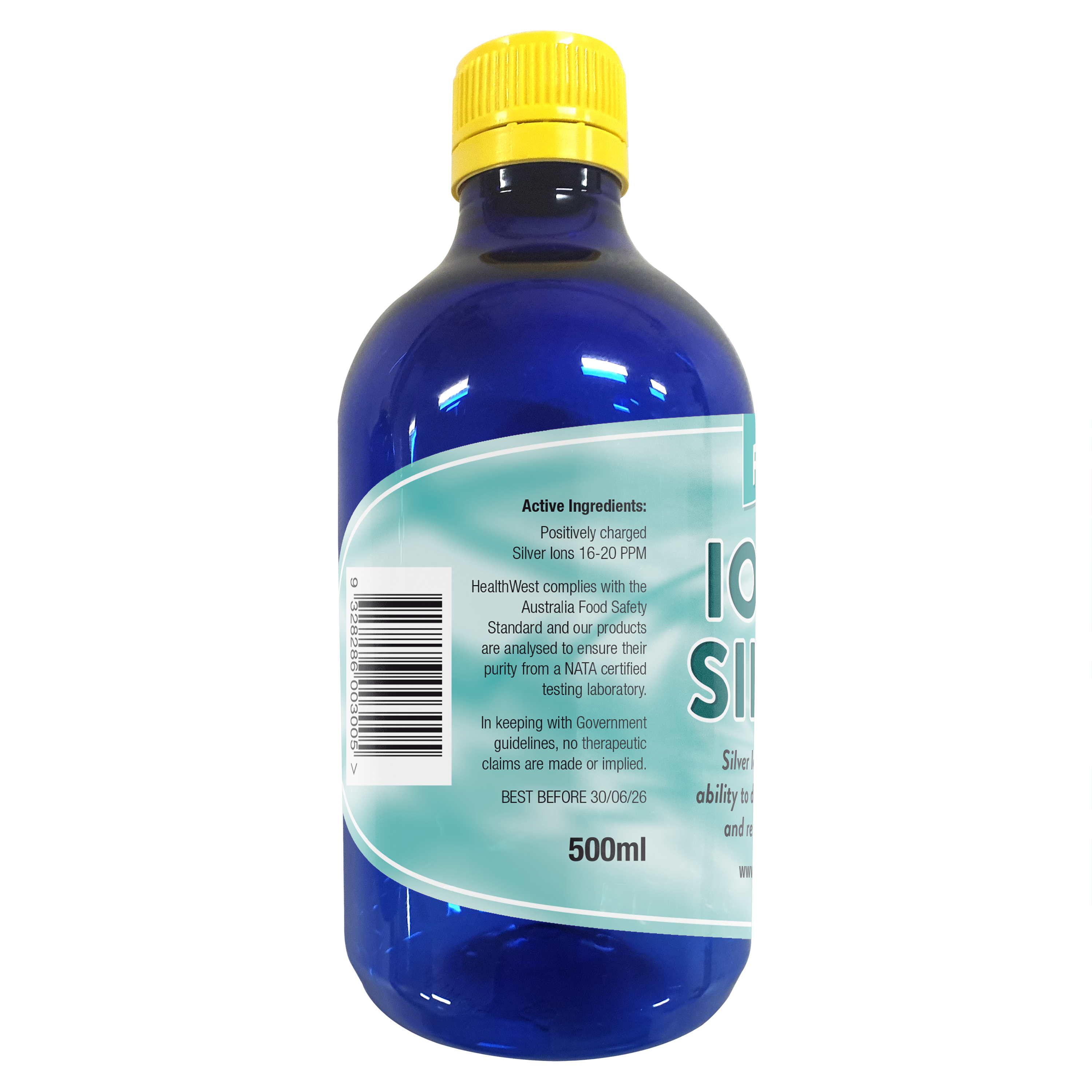 Bottle of Ionic Silver with yellow cap