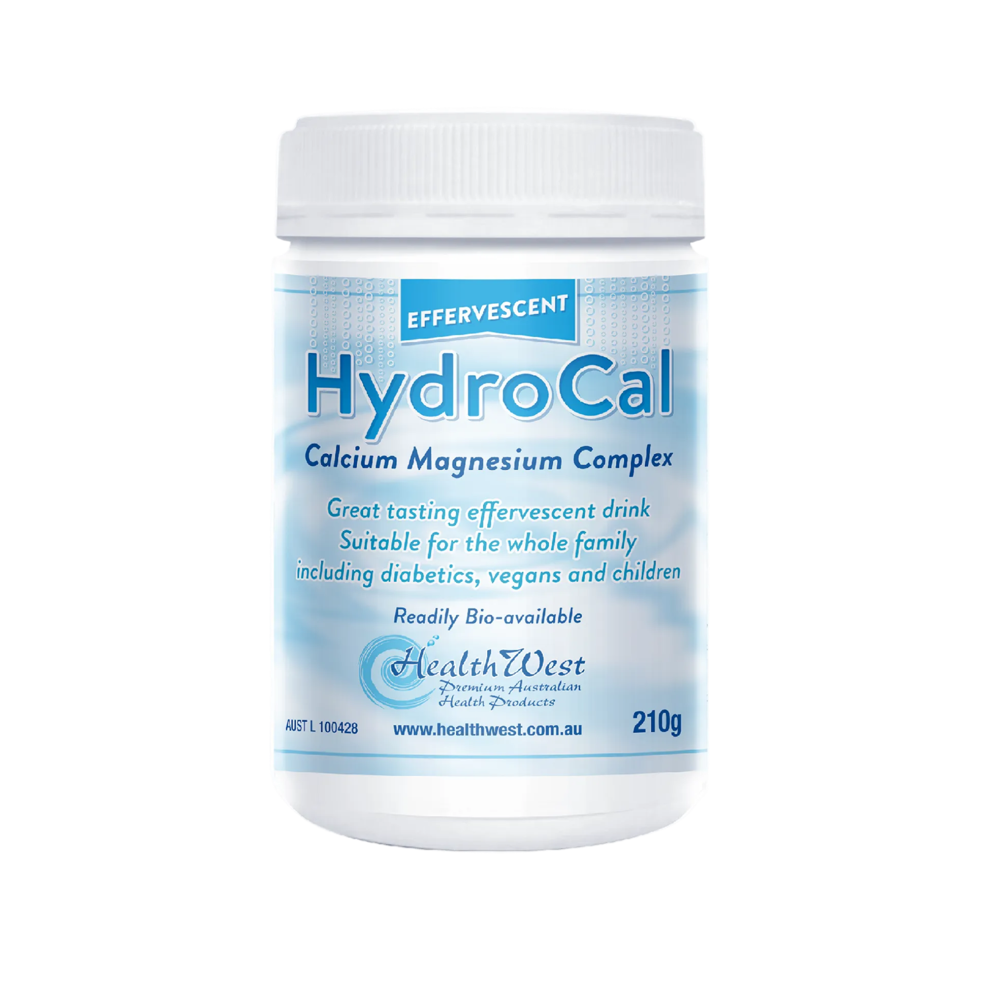 HydroCal Calcium Magnesium Complex container with HealthWest branding