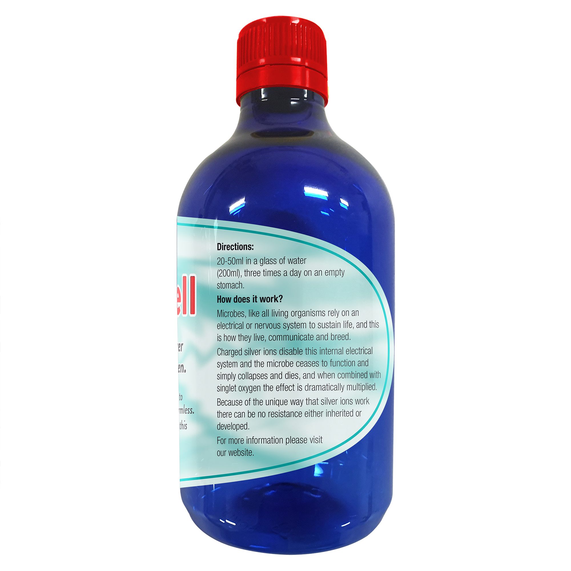 Blue bottle of HydroCell with a red cap
